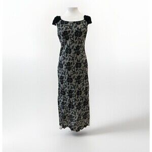 Vintage Tessuto Black Lace Maxi Dress Sz S Cap Sleeves Y2K 90’s Whimsygoth Fairy